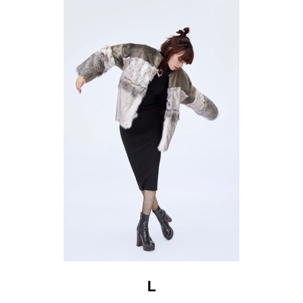 Zara contrasting faux fur jacket